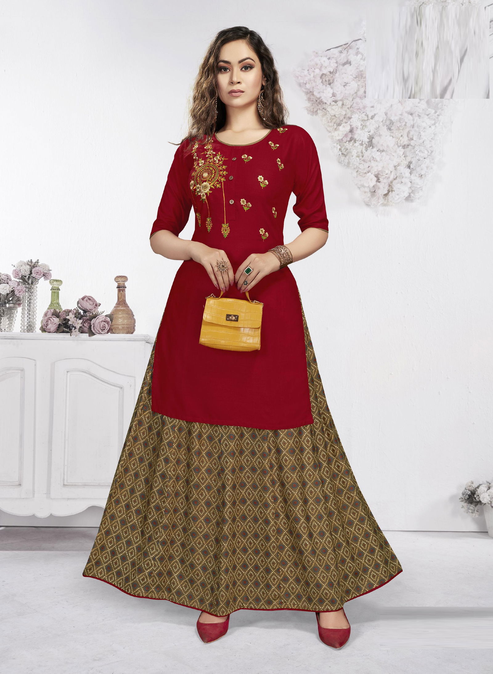 Raashi Padmini Rayon Fancy Ethnic Wear Top With Skirt Collection